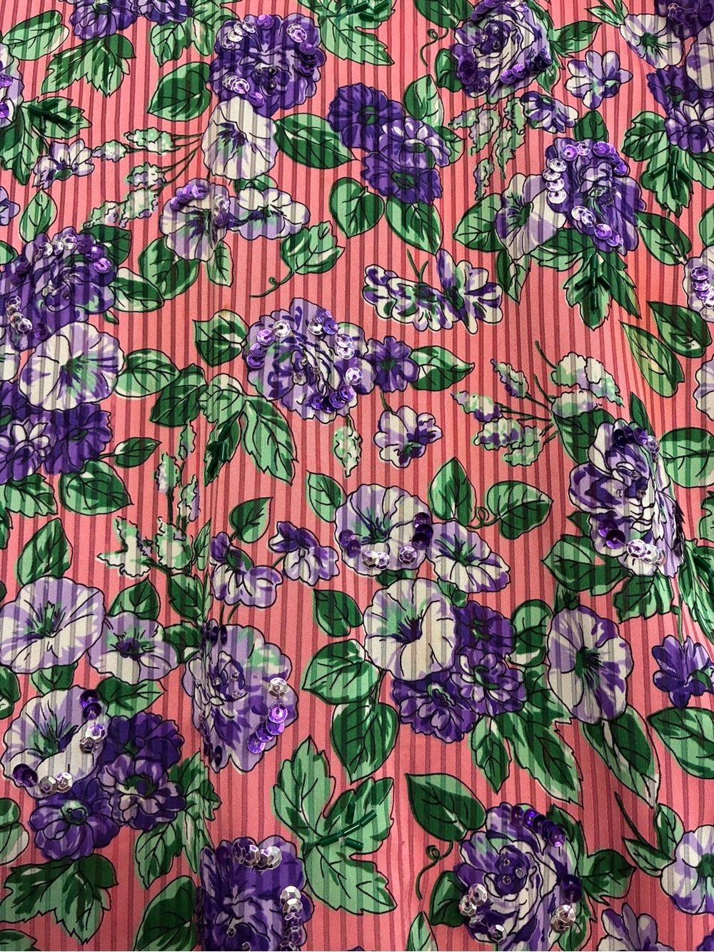 Floral Pink Midi Dress with Purple Bloom Print - Picture 3 of 10